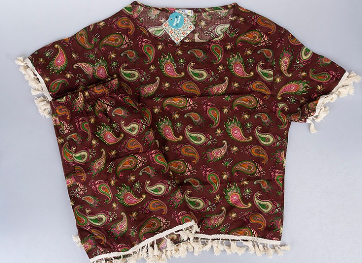 تیشرت و شلوارک نخی زنانه Tassel