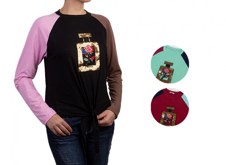 بلوز زنانه گره ای طرح Perfume