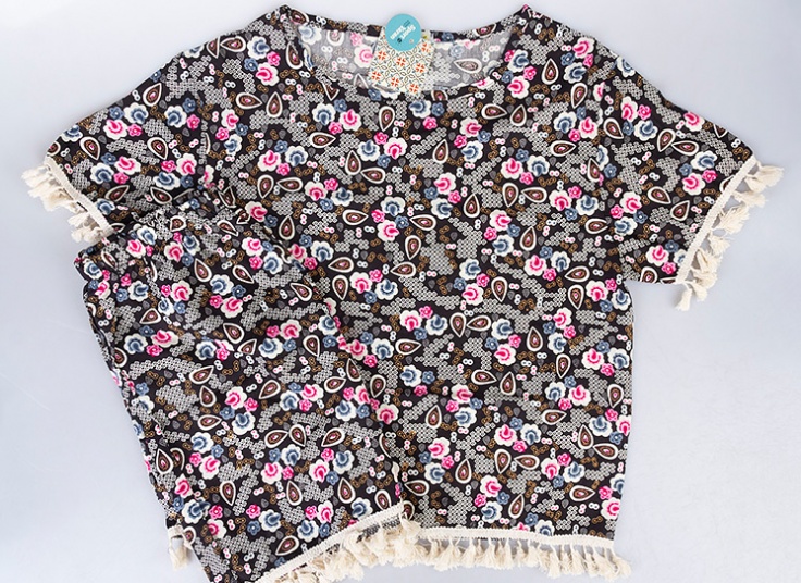 تیشرت و شلوارک نخی زنانه Tassel