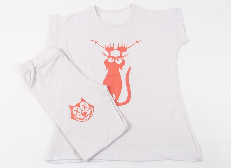 تیشرت شلوار زنانه طرح گربه