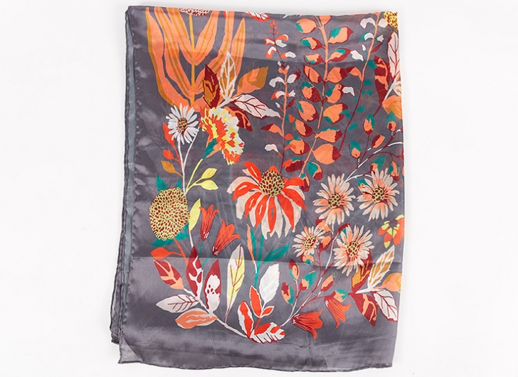 شال ساتن ابریشم دست دوز