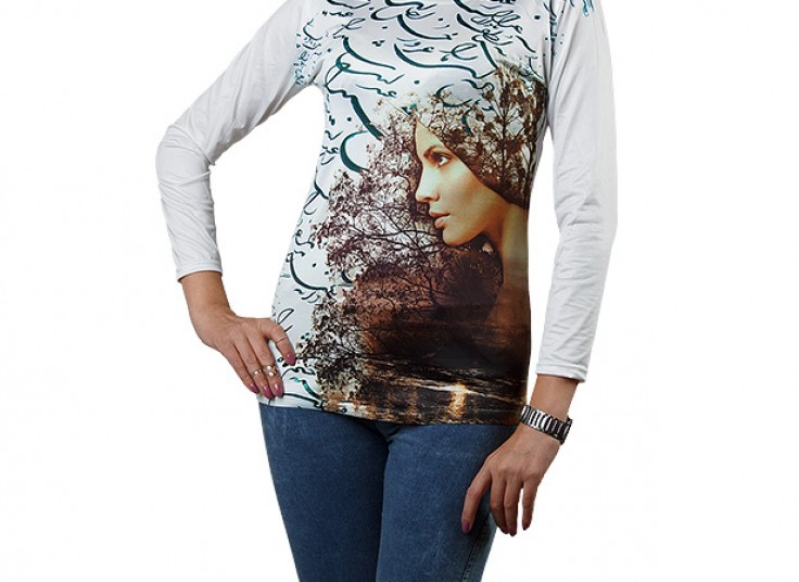 تیشرت آستین بلند زنانه طرح دار