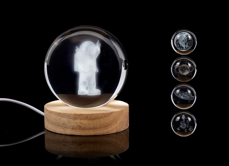 چراغ خواب مدل گوی کریستالی LED دار