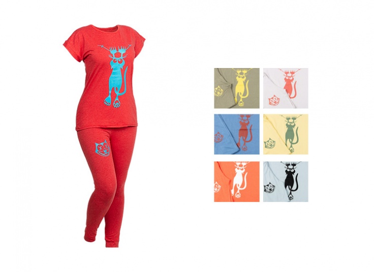 تیشرت شلوار زنانه طرح گربه