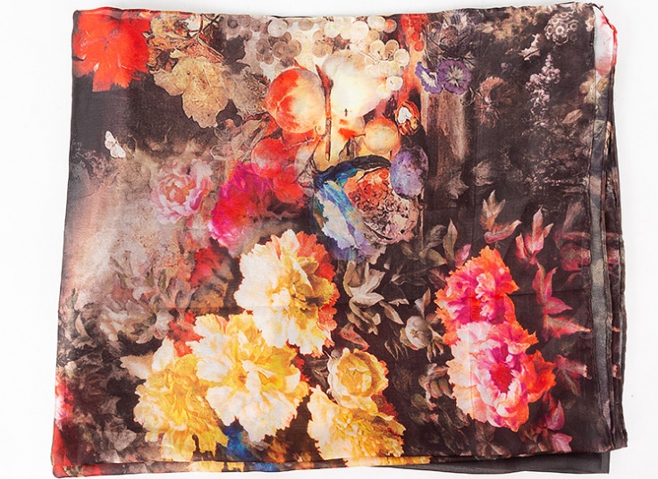 شال ساتن ابریشم دست دوز